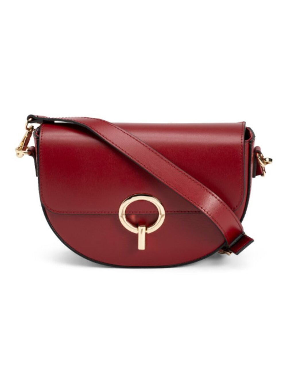 CHEVAL Made In Italy Leather Round Closure Back Zip Pocket Crossbody